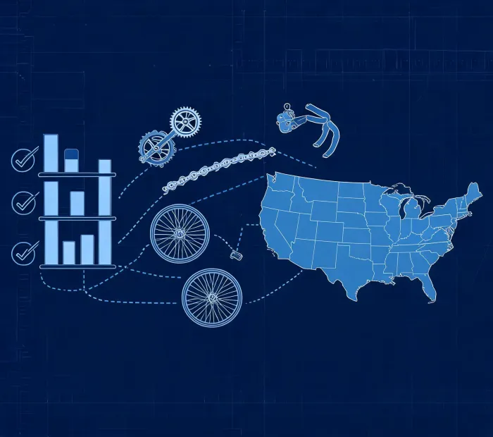 US destination and supplier-route planning map