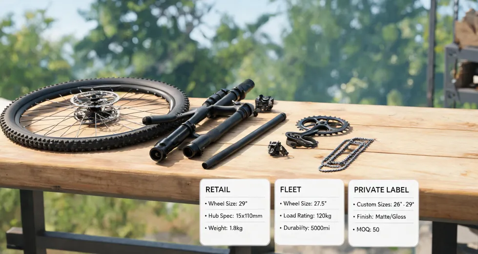 Mountain bicycle component selection for different buyer programs